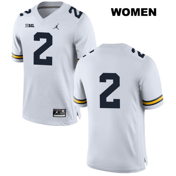 Women's NCAA Michigan Wolverines Shea Patterson #2 No Name White Jordan Brand Authentic Stitched Football College Jersey EZ25I22WH